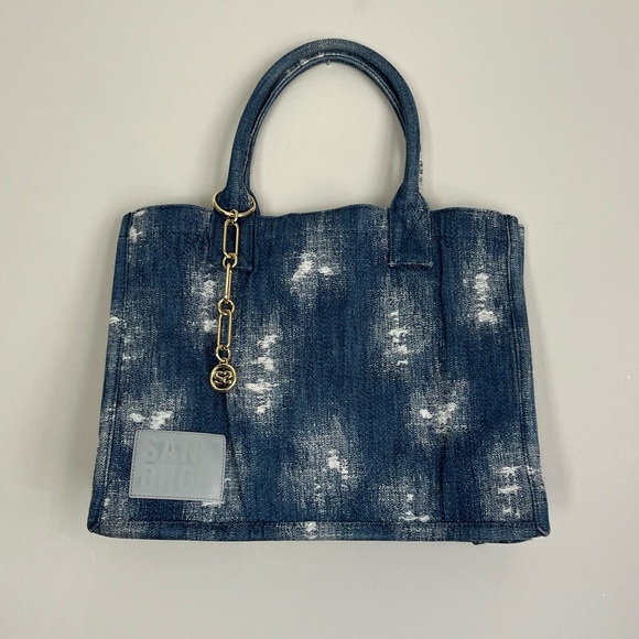 Sandro Kasbah Distressed Denim Tote Bag - Picture 2 of 10